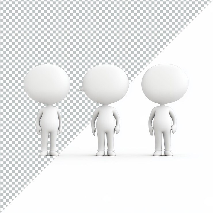 PSD figuras minimalistas con burbujas de habla que muestran la comunicación y la interacción en un simple ajuste png 3d figuras de íconos mínimos con burbullas de habla aisladas en un fondo transparente