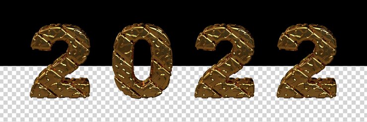 PSD figuras de oro 3d año nuevo 2022