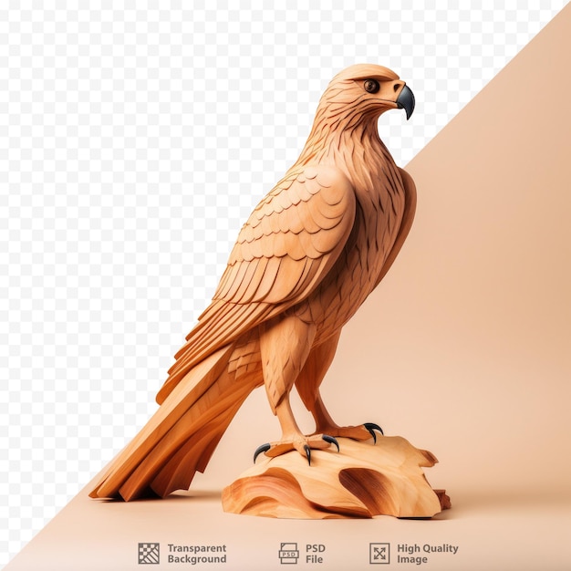 PSD une figure en bois d'un oiseau avec un fond marron avec un fond marron.