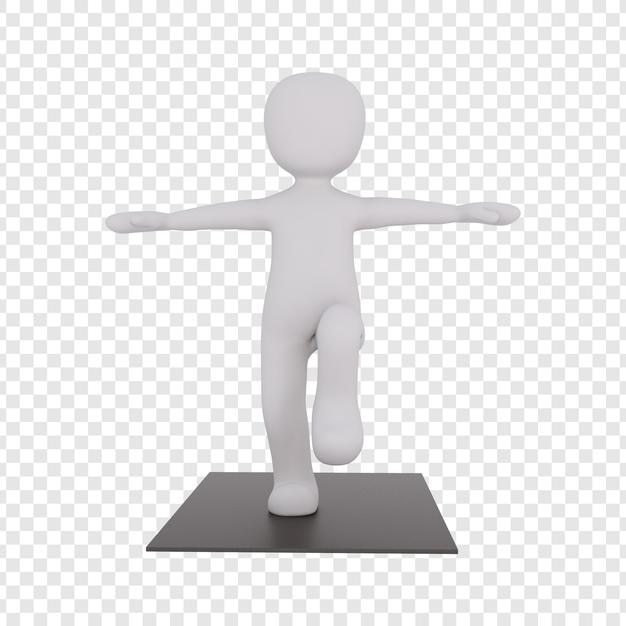 Figure dans une pose d'équilibre de yoga sur un tapis