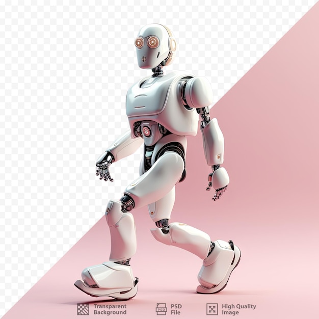 PSD figure robotique masculine représentée isolée sur un fond transparent