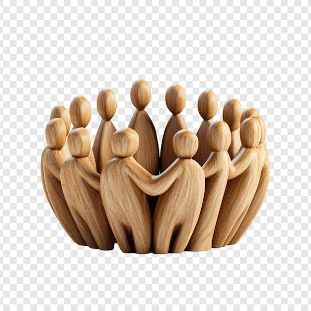 Figures de bois dans un cercle Unité et communauté