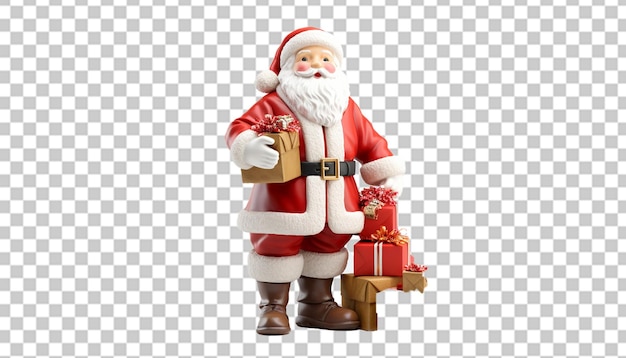 PSD figurina 3d de papai noel com seu presente