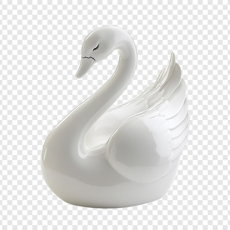 PSD figurina di cigno di porcellana bianca