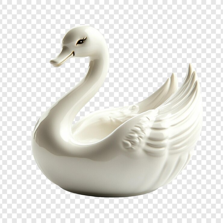 PSD figurina di cigno di porcellana bianca
