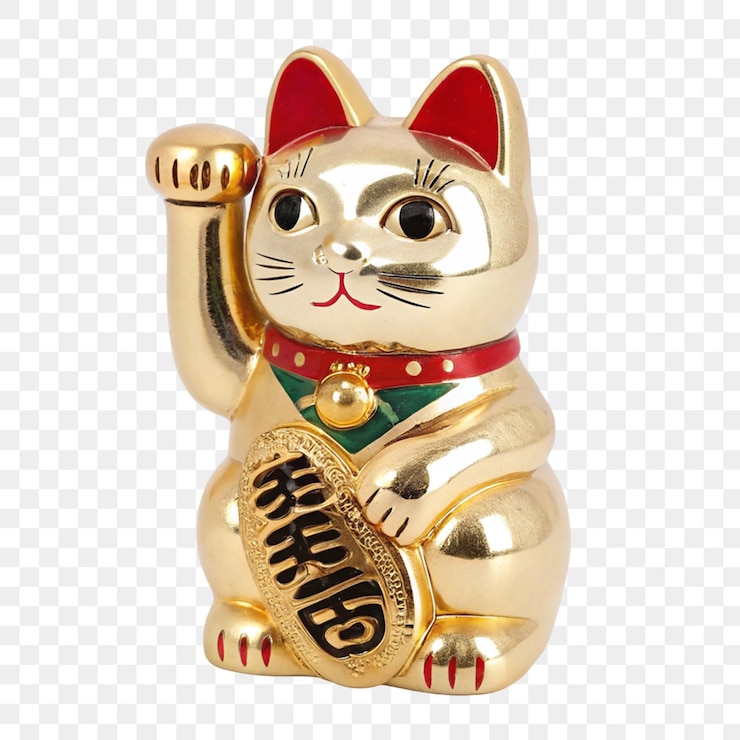 PSD figurina de gato afortunado aislada sobre un fondo transparente