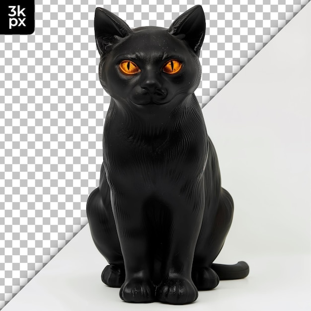 PSD figurina de gato negro aislada sobre un fondo transparente