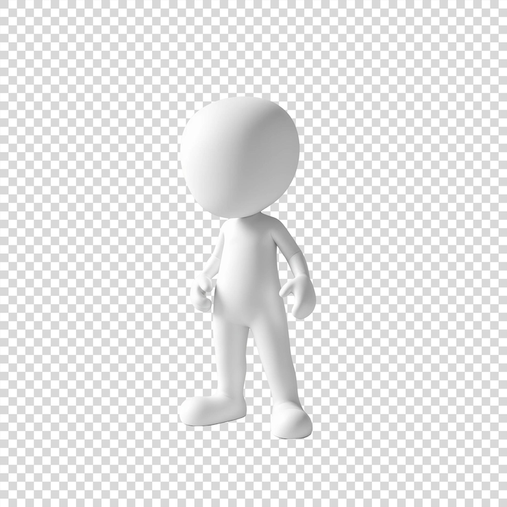 PSD figurina impressa em 3d em fundo transparente