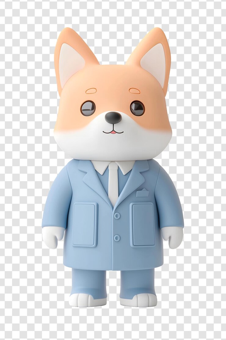 PSD figurina de perro lindo en un traje de pie erguido