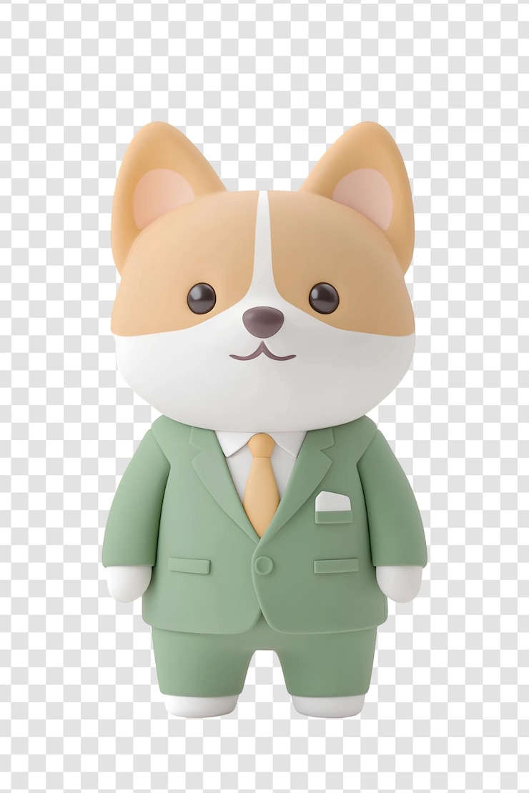 PSD figurina de perro lindo en un traje de pie erguido