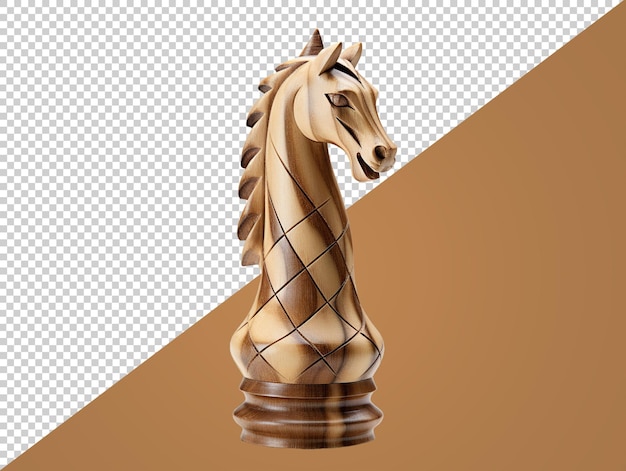 PSD figurine de chevalier d'échecs en bois avec fond transparent