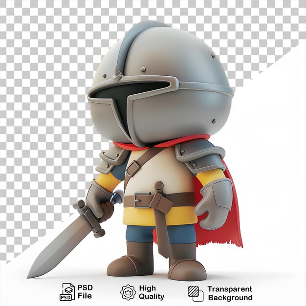 PSD une figurine d'un chevalier avec une épée et un bouclier sur un fond transparent