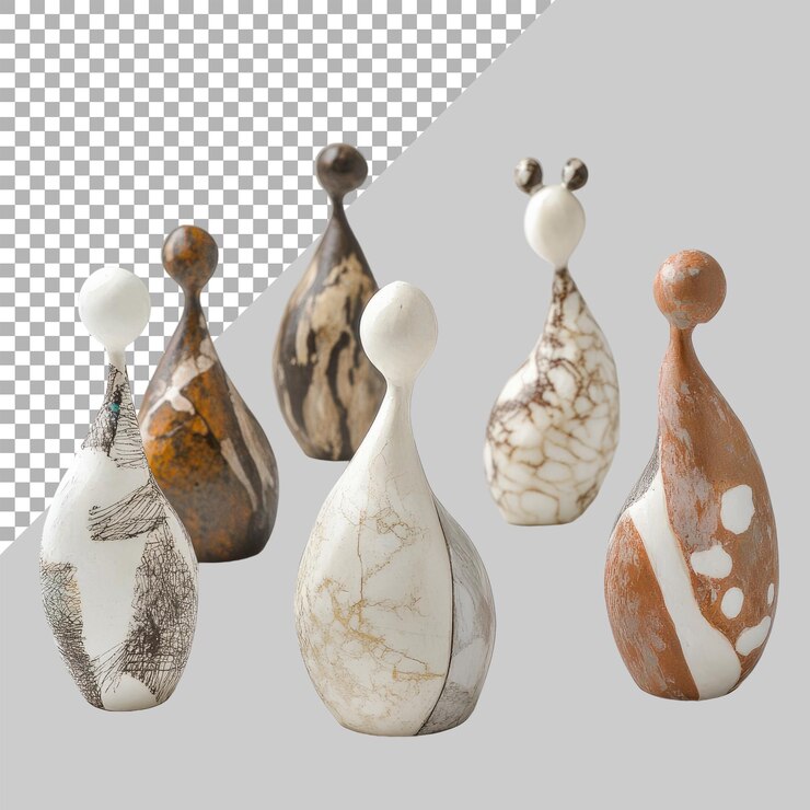 PSD figurine in ceramica su sfondo trasparente