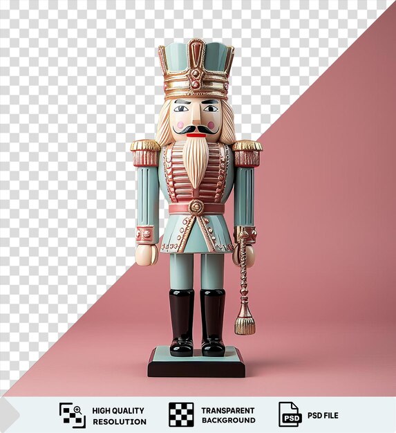 PSD figurine de jouet vintage nutcracker soldier en 3d render pour le décor de vacances et la collection