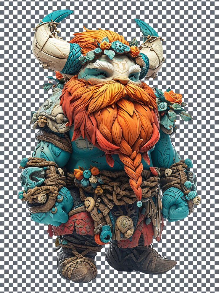 PSD une figurine d'un personnage avec une barbe et une barbe