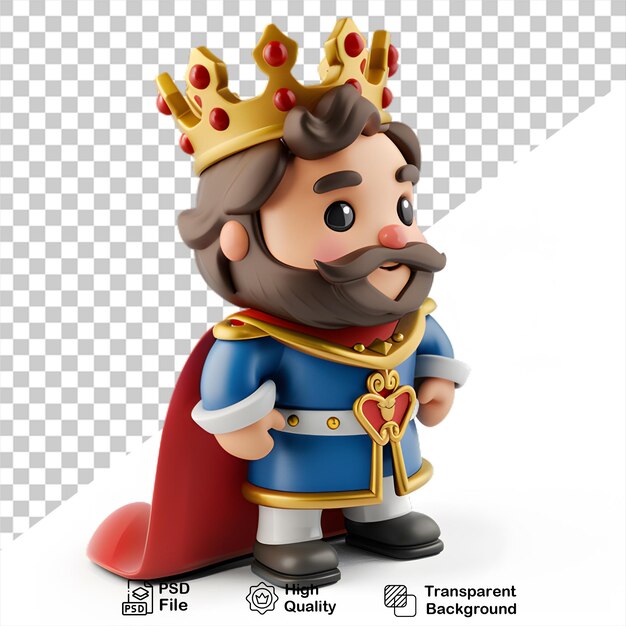 PSD une figurine d'un roi avec une couronne isolée sur un fond transparent