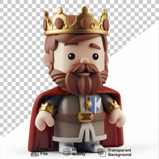 PSD une figurine d'un roi avec une couronne isolée sur un fond transparent