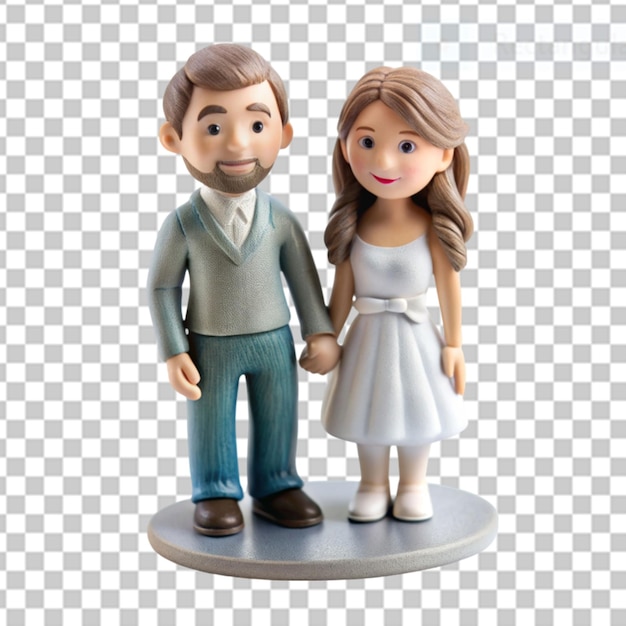 PSD figurinhas de casal impressas em 3d em fundo transparente