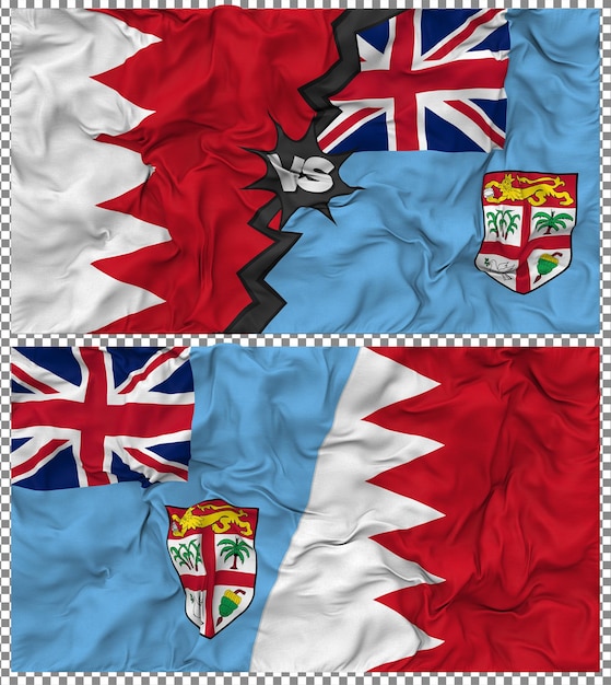 Fiji contra Bahréin Media bandera combinada con textura 3D de la tela