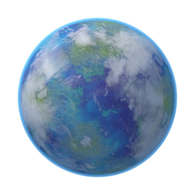 Fiktive Wasserplaneten isoliert transparenten Hintergrund 3D-Rendering