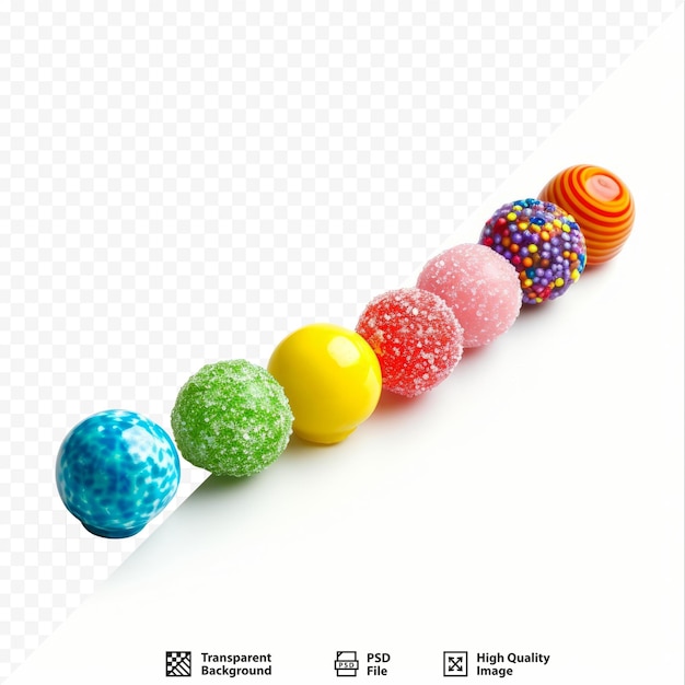 PSD fila de doces coloridos isolados em branco