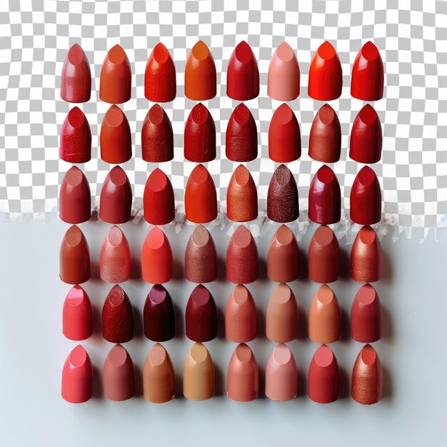una fila de lápices de labios rojos con la palabra que amo en la parte inferior