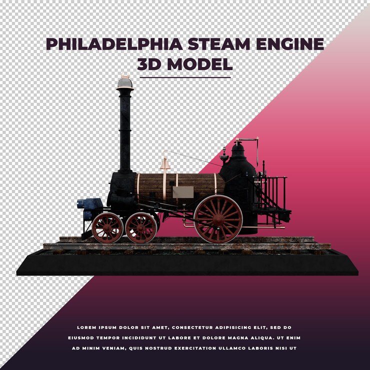 PSD filadelfia steam engine 3d aislado