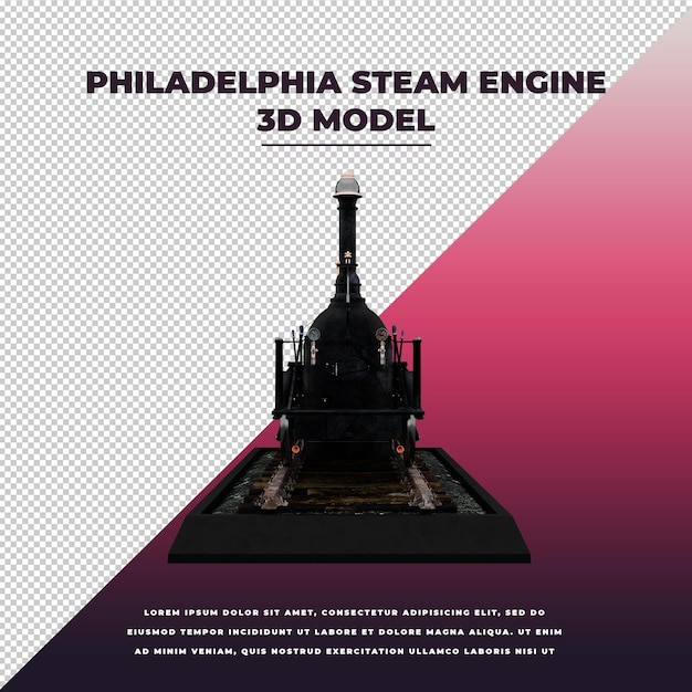 Filadelfia steam engine 3d aislado