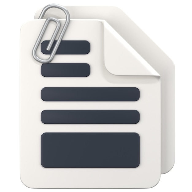 File bianco con segno allegato Illustrazione di icona 3D Low Poly Style