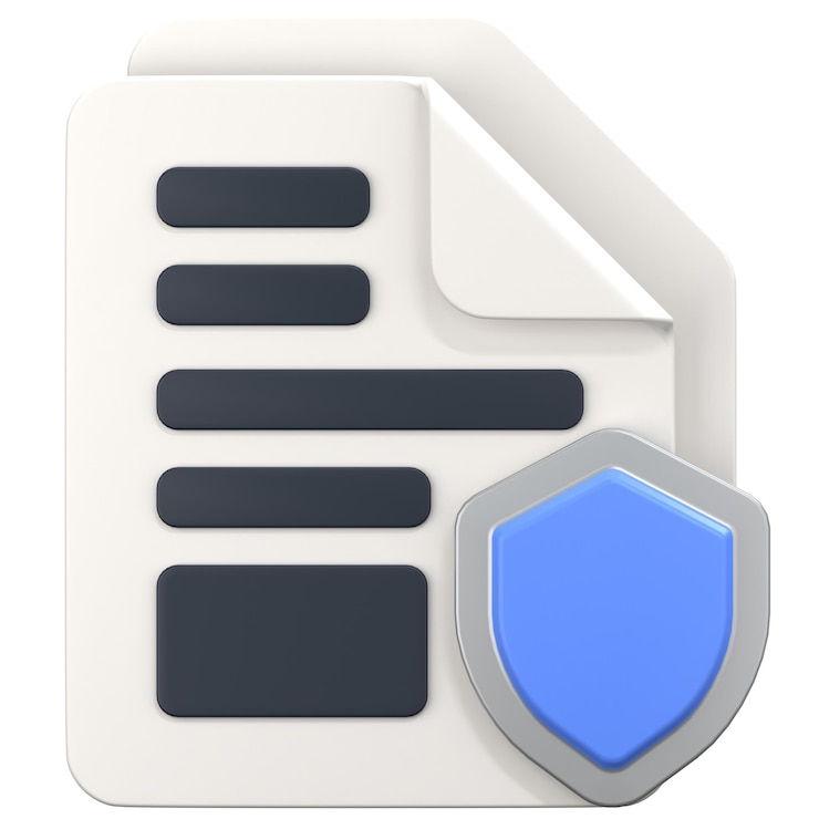 PSD file bianco con segno di protezione 3d icon illustration low poly style