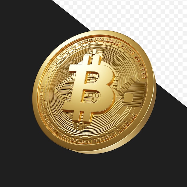 File psd 3d render realistico di moneta bitcoin png