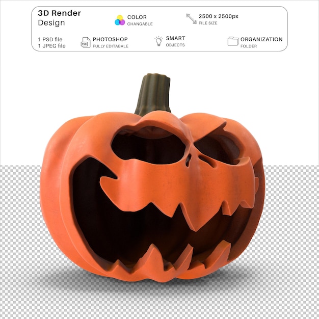 File PSD di Halloween Pumpkin 3D