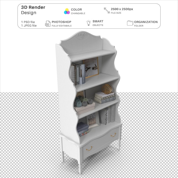 File PSD di modellazione 3D del cassetto bianco