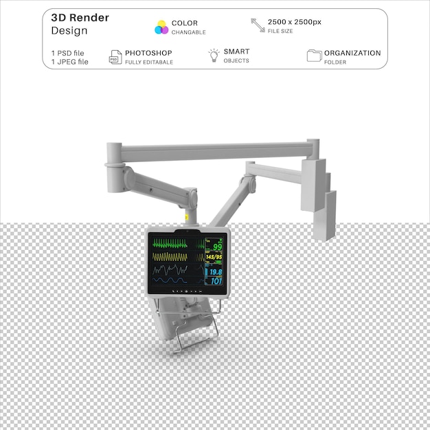 File PSD di modellazione 3D del monitor ospedaliero
