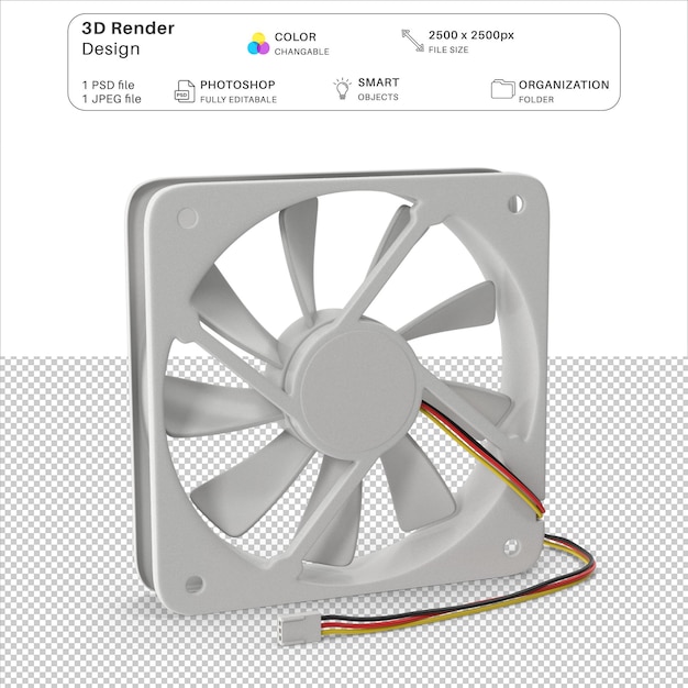 File PSD di modellazione 3D del ventilatore PC