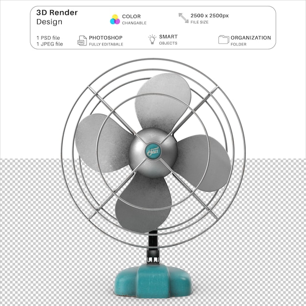 File PSD di modellazione 3D Retro Fan