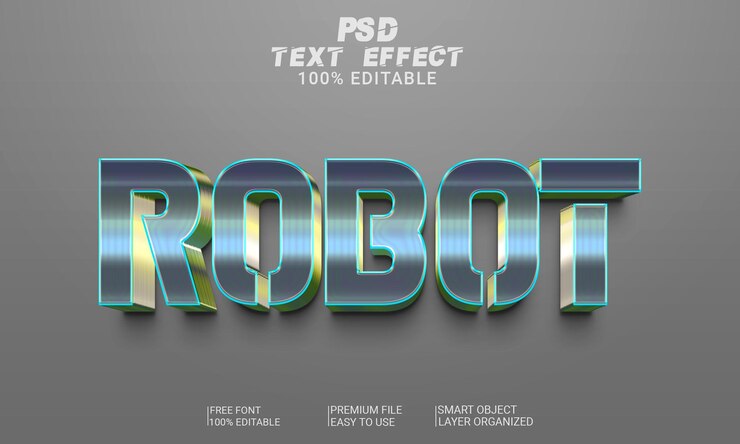 File PSD effetto testo 3D robot