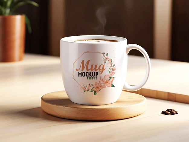 File PSD Mockup di tazza e tazza in ceramica bianca