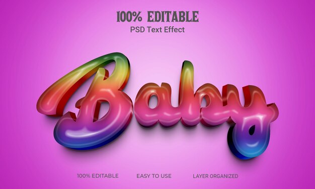 File PSD modificabile in stile effetto testo 3D bambino