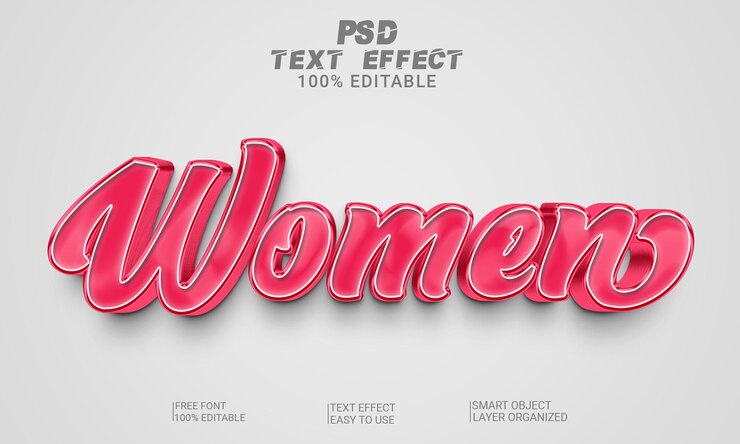 File PSD premium effetto stile testo modificabile 3d donne con sfondo