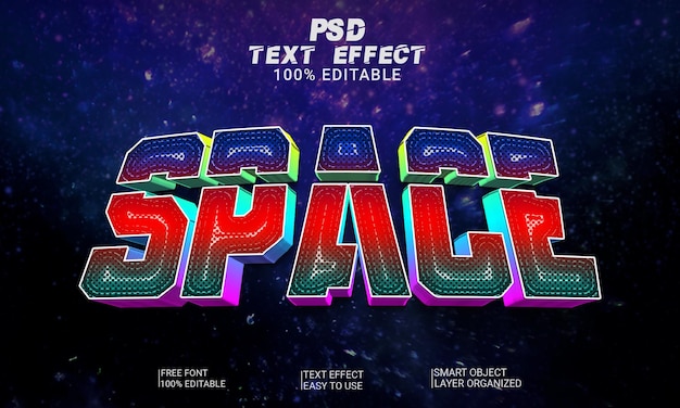 File PSD premium effetto stile testo modificabile spazio 3d con sfondo