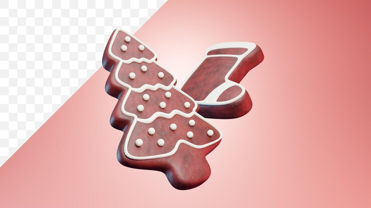 File PSD realistici biscotti di pan di zenzero di Natale rendering 3d