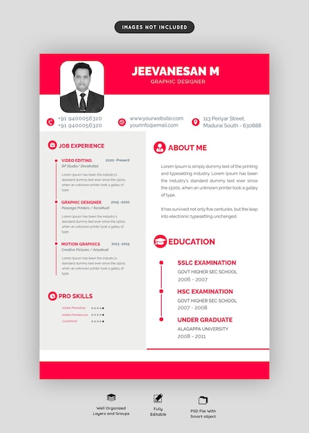File PSD resume yang sedang tren untuk Designer