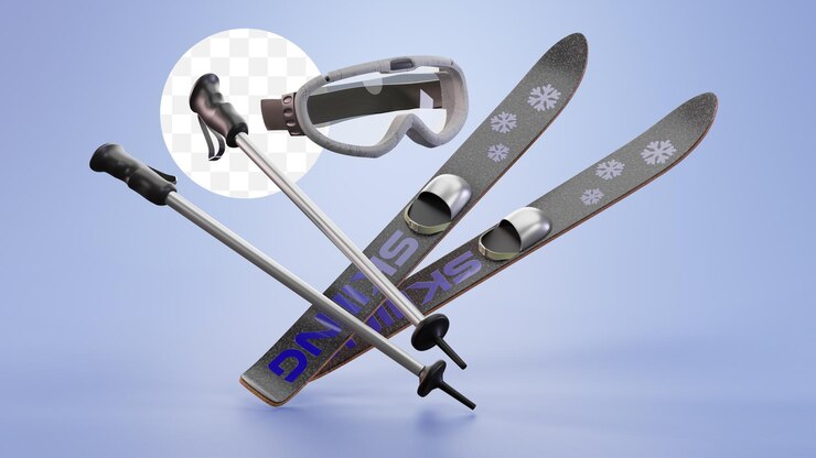 File PSD sci con bastoni icona 3d