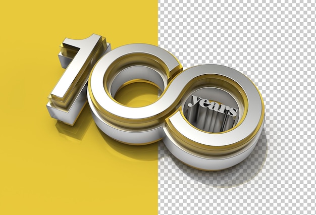 File Psd trasparente di celebrazione di 100 anni di rendering 3D.