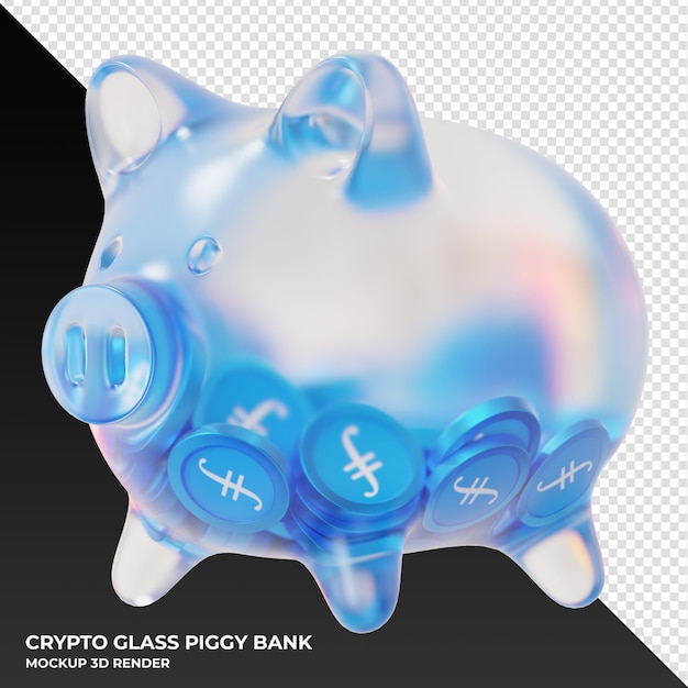 Filecoin FIL moneta in vetro smerigliato salvadanaio rendering 3d