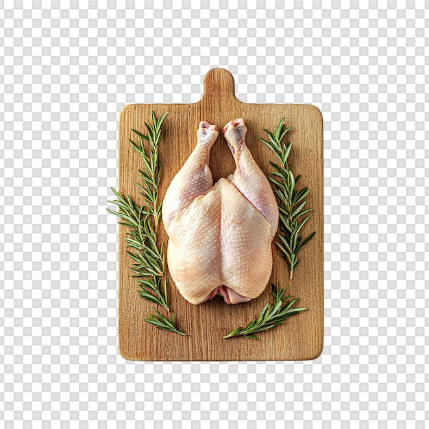 Filet de poulet frais sur planche de bois isolé sur un fond transparent