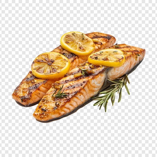 Filet de saumon grillé isolé sur transparent