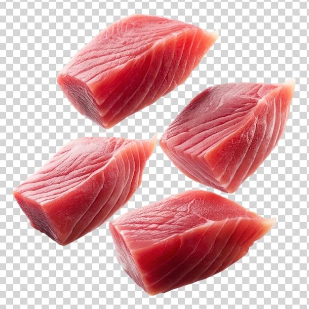 PSD filetes de atum cru sobre fundo transparente