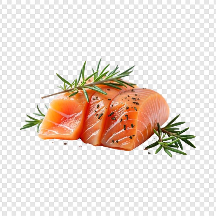 PSD filetes de salmón frescos aislados sobre un fondo transparente